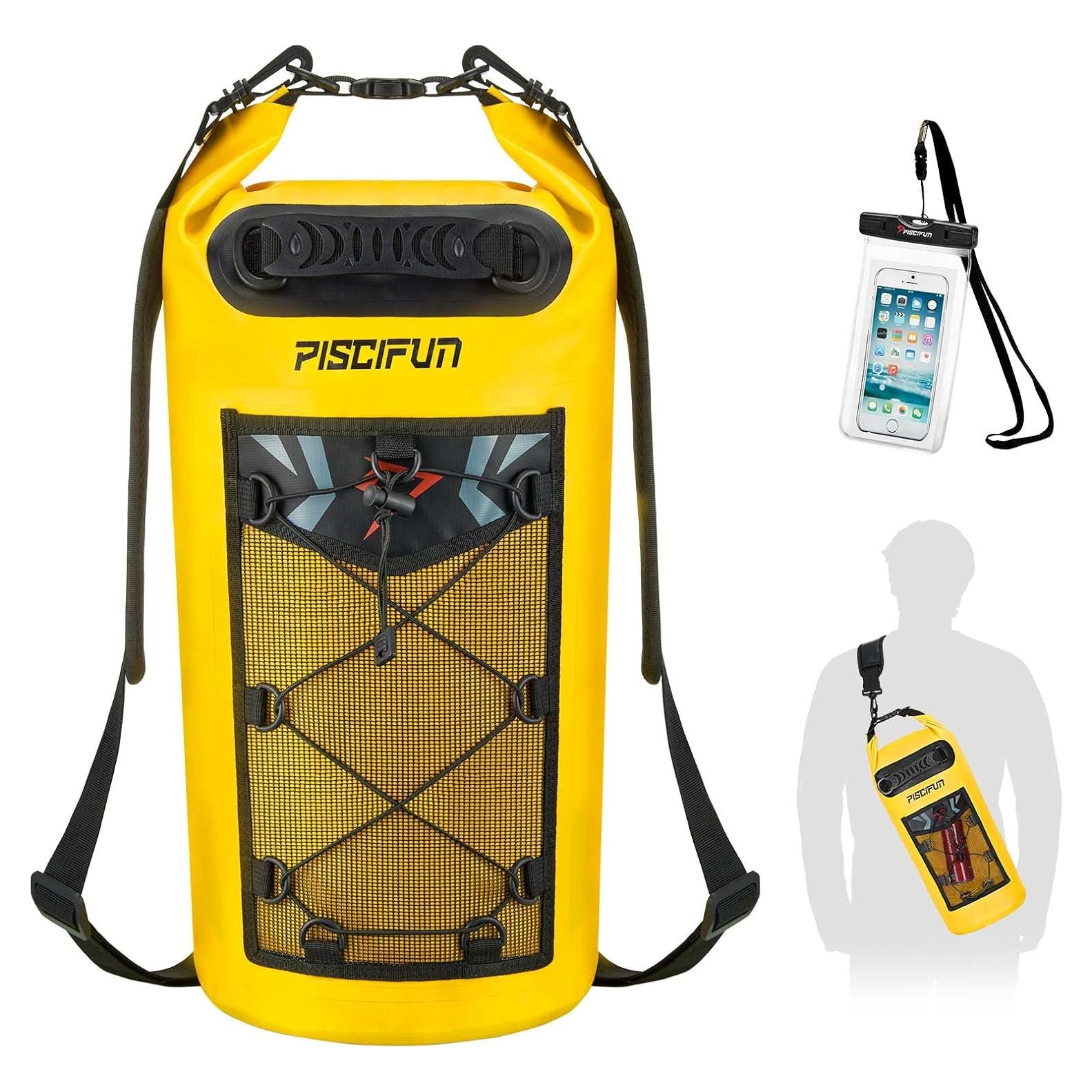 Mochila Flotante Impermeable Piscifun 10L Amarillo con Funda