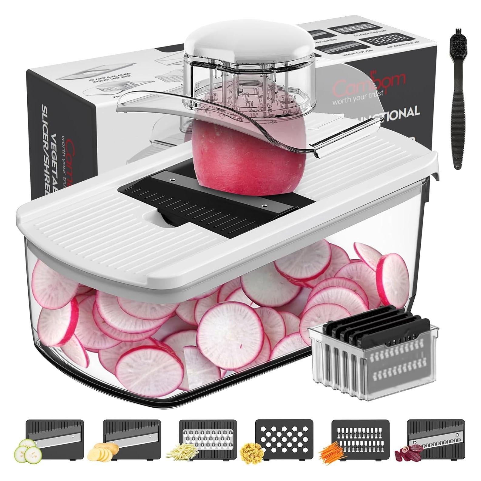 Cortador Mandolina Cambom 6 Cuchillas Acero Inoxidable 2L Blanco