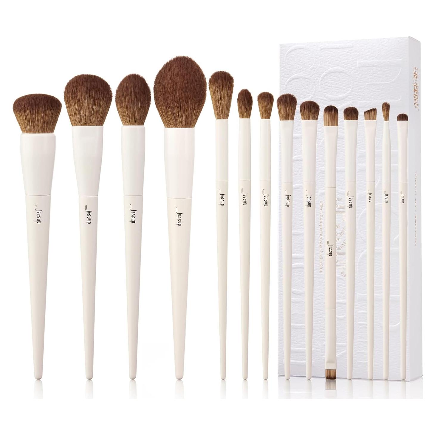 Juego de Brochas de Maquillaje Jessup 14 Piezas Gris Claro