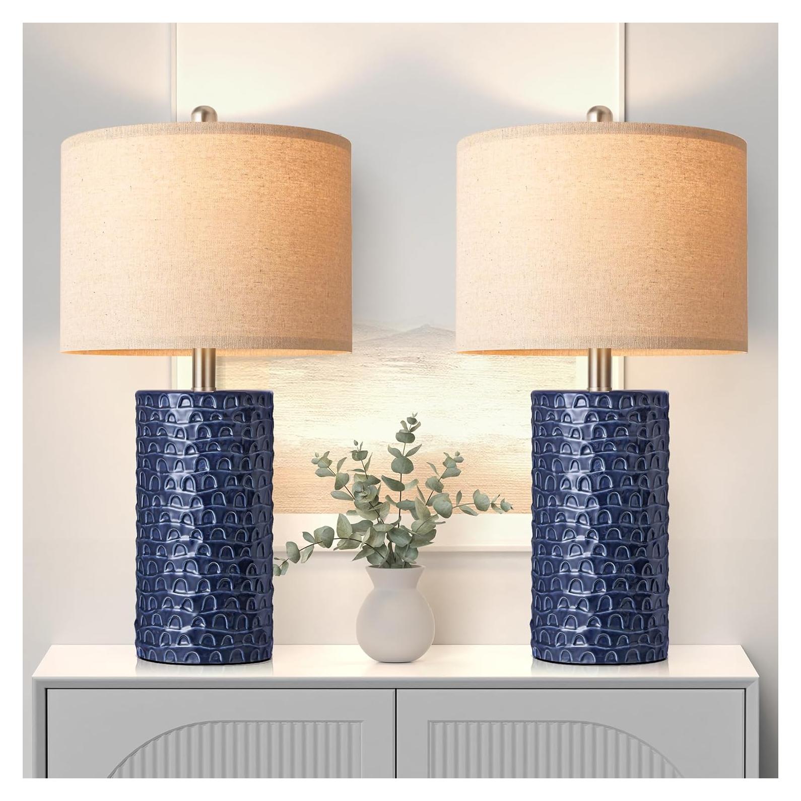 Juego de 2 Lámparas de Mesa PARTPHONER Azul Marino 58cm