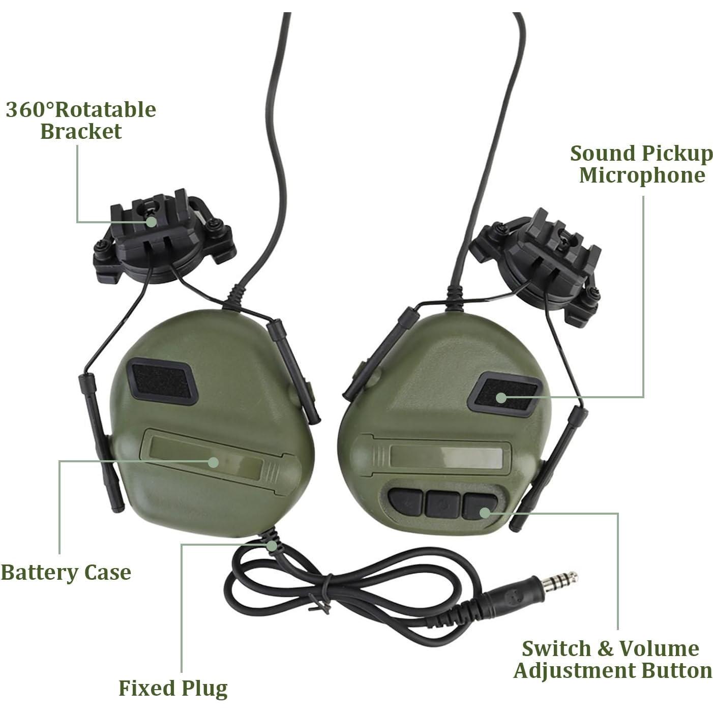 Auricular Táctico Buiishu MGS-S4S-HIW389 Verde OD