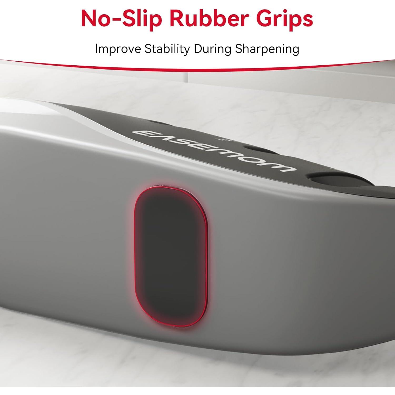 Kitchen Knife Sharpener, 5 Adjustable Sharpening Angle - Handheld Pocket Knife Sharpener, Ergonomic Design, with Coarse & Fine for Scissors, Professional Chef's Knives (BLACK)