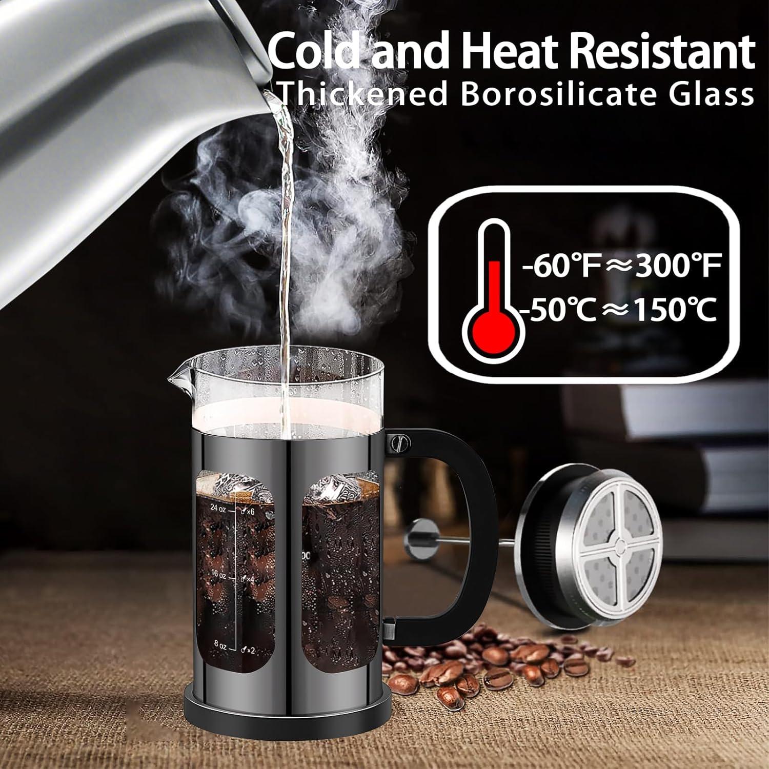 Prensa Francesa YMMIND 1000ml 5-6 Tazas Vidrio Borosilicato