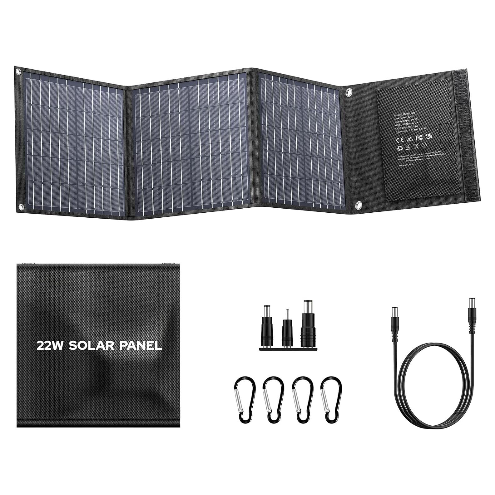 Panel Solar Plegable SinKeu 22W USB-C y USB-A Impermeable