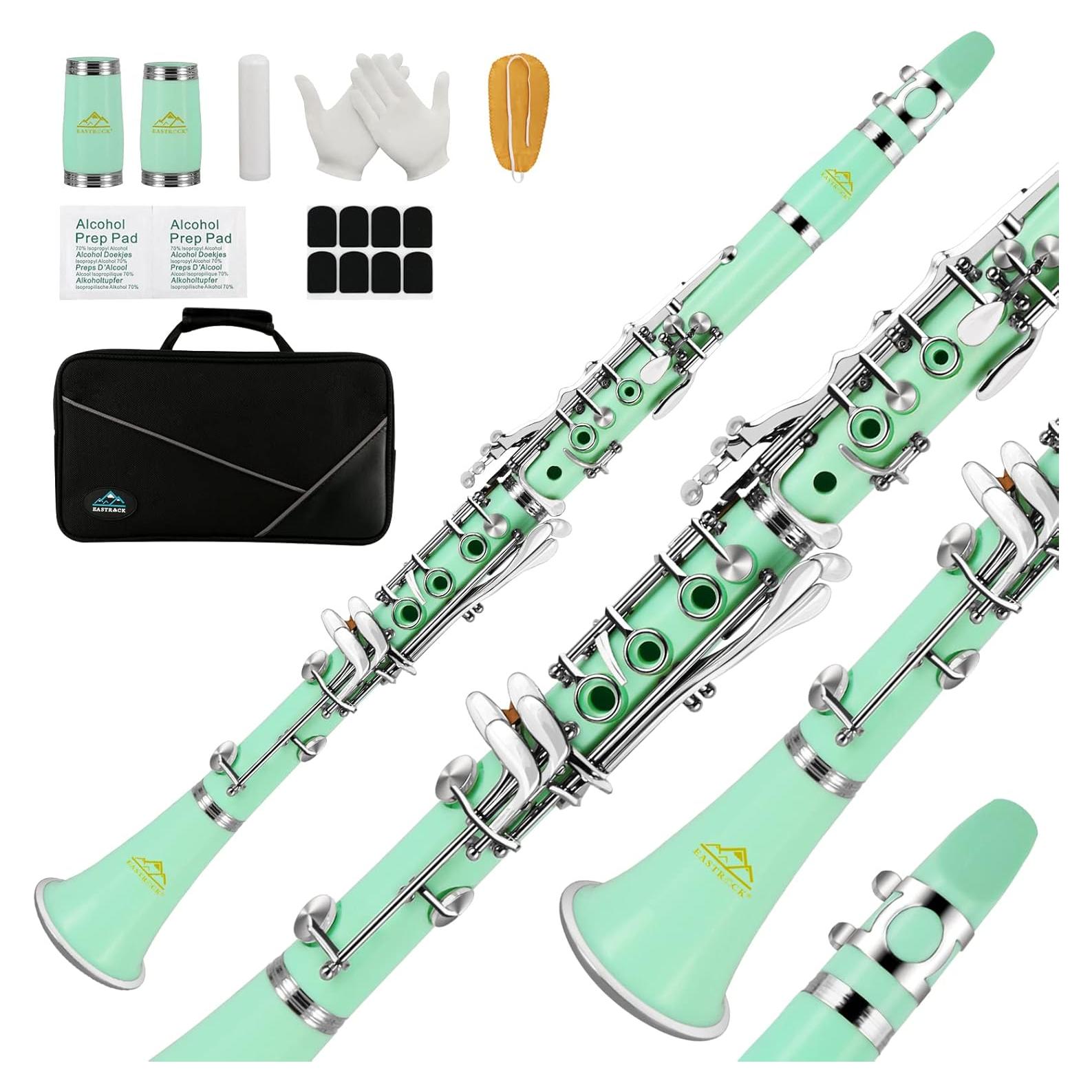 Clarinete Bb Sostenido EastRock Verde 17 Teclas con Funda