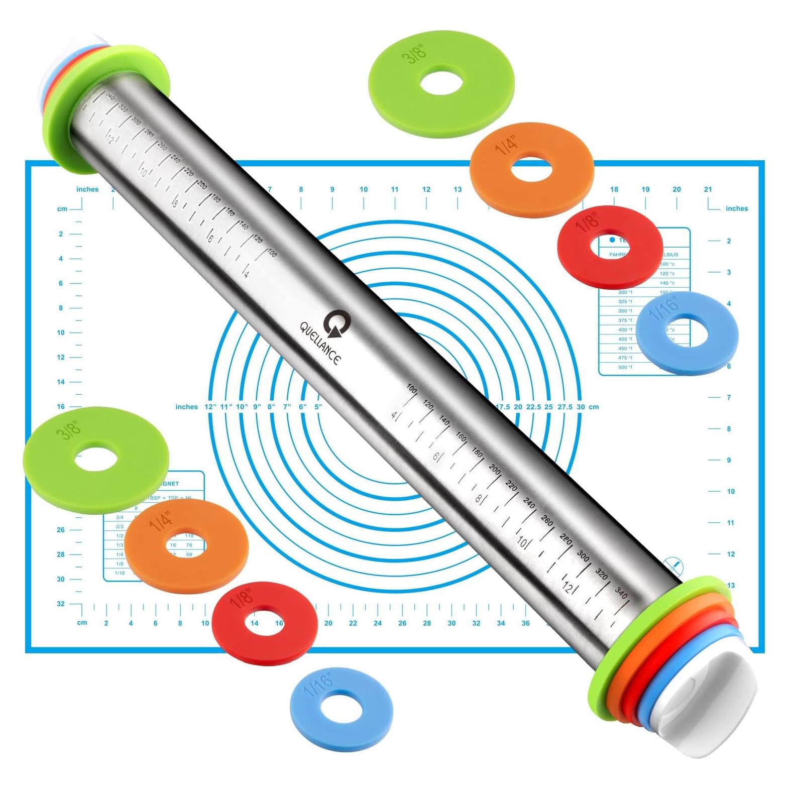 Rodillo Ajustable Quellance 43cm Acero Inoxidable Azul