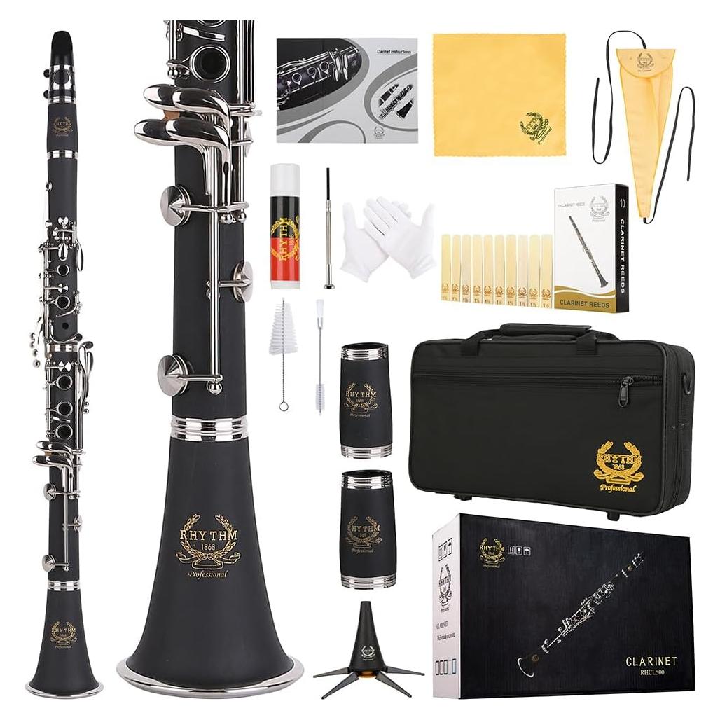 Clarinete Bb Ritmo Níquel 17 Teclas con Estuche y Kit