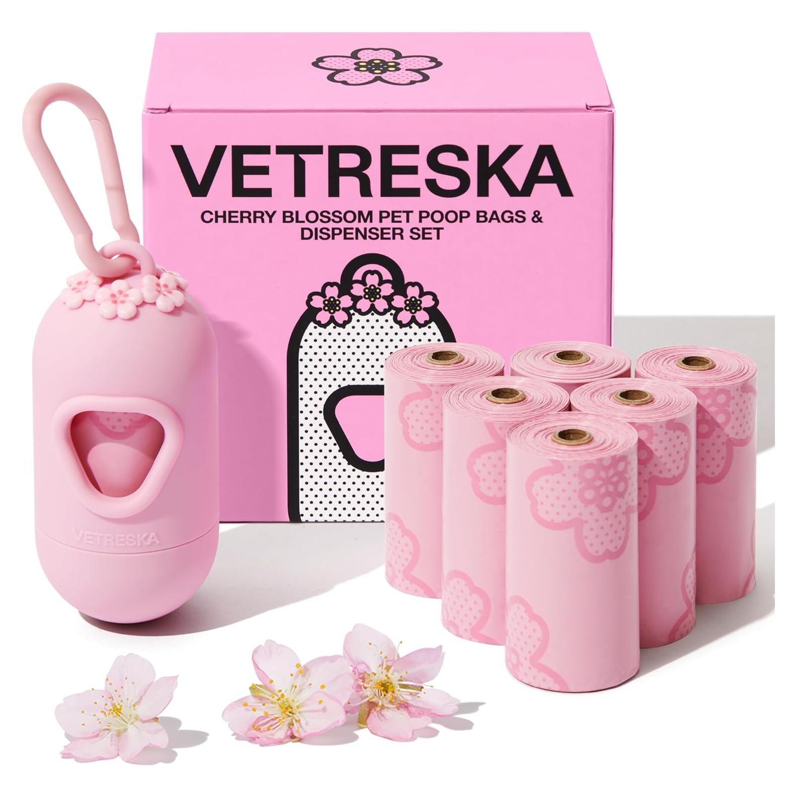 Dispensador de Bolsas de Excremento VETRESKA Flor de Cerezo 105 Unidades