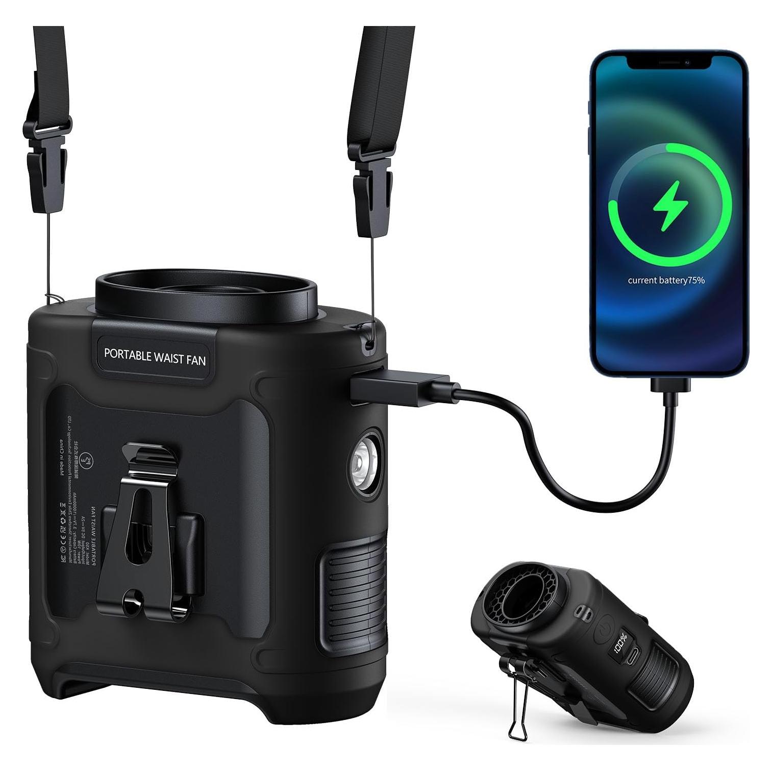 Ventilador Portátil Recargable Morsisho K50 10000mAh 5 Velocidades