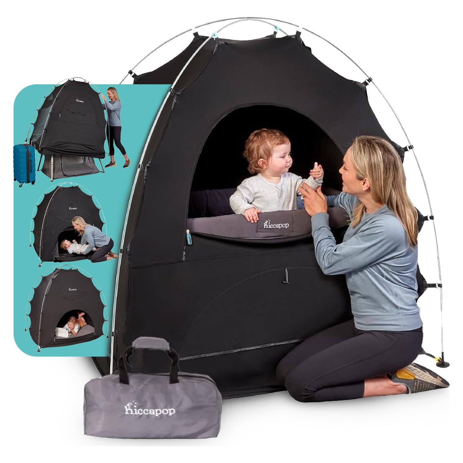 Carpa Blackout hiccapop para Pack and Play - Negro