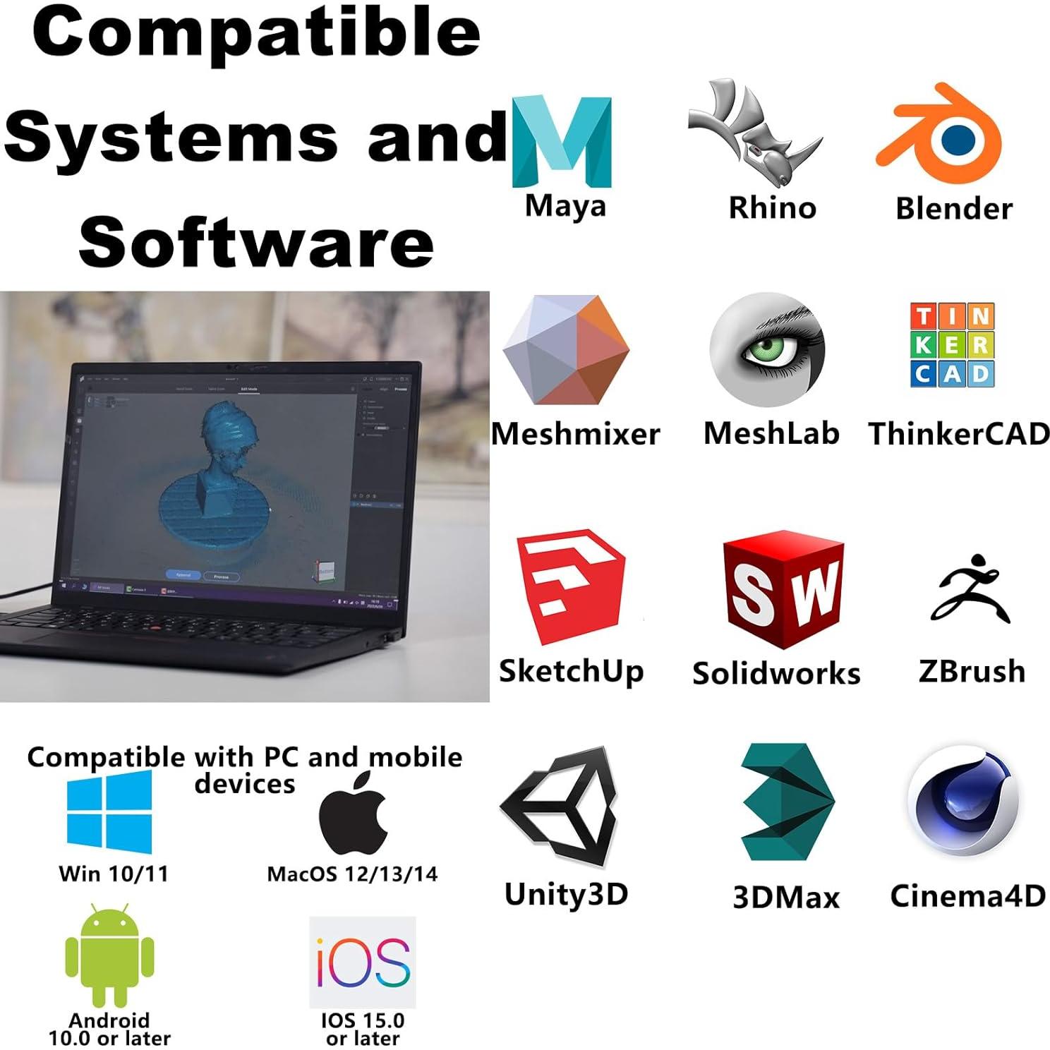 Escáner 3D de mano 3DMakerpro Moose, 0.03 mm precisión