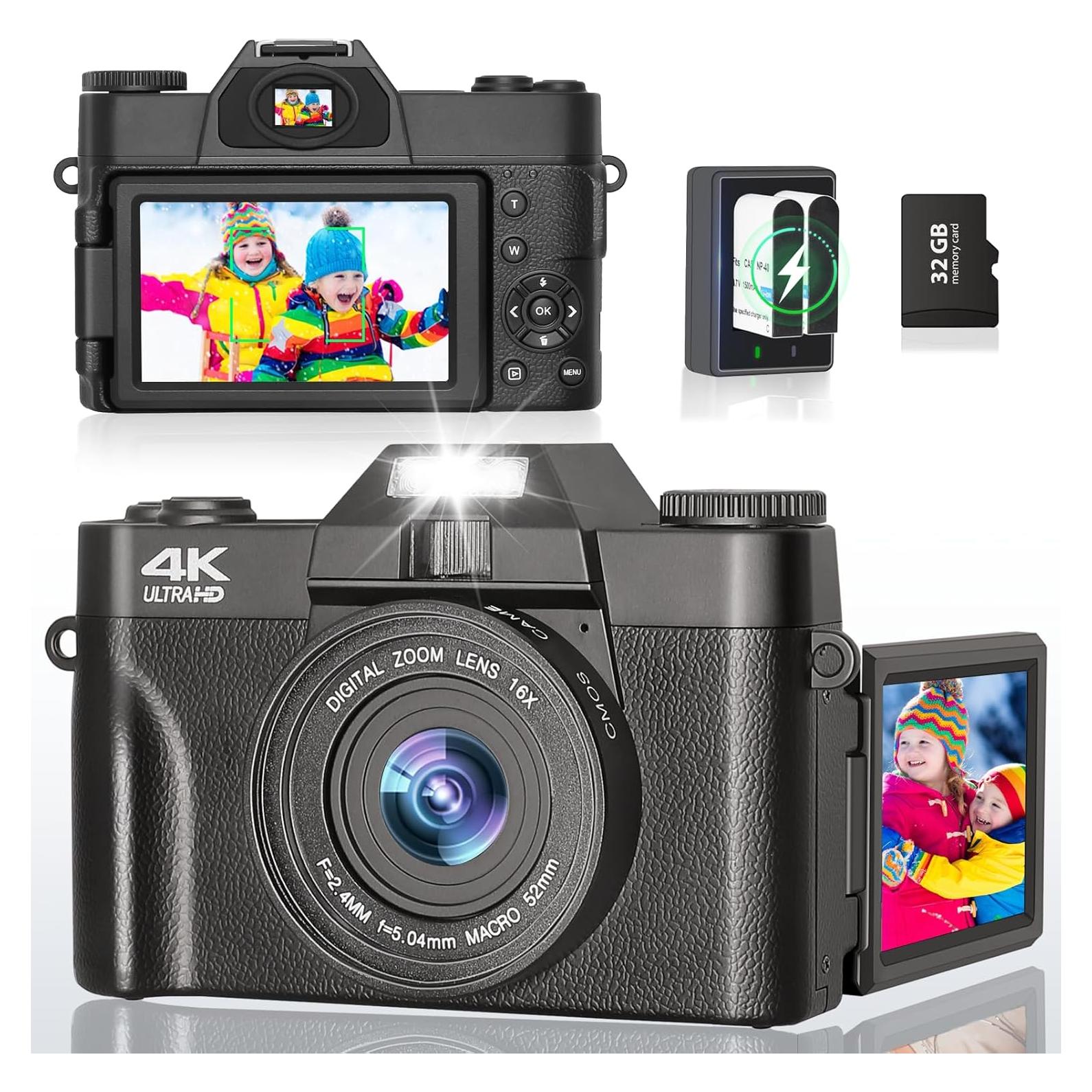 Cámara Digital 4K METRORABBIT 56MP Pantalla Rotativa 180°