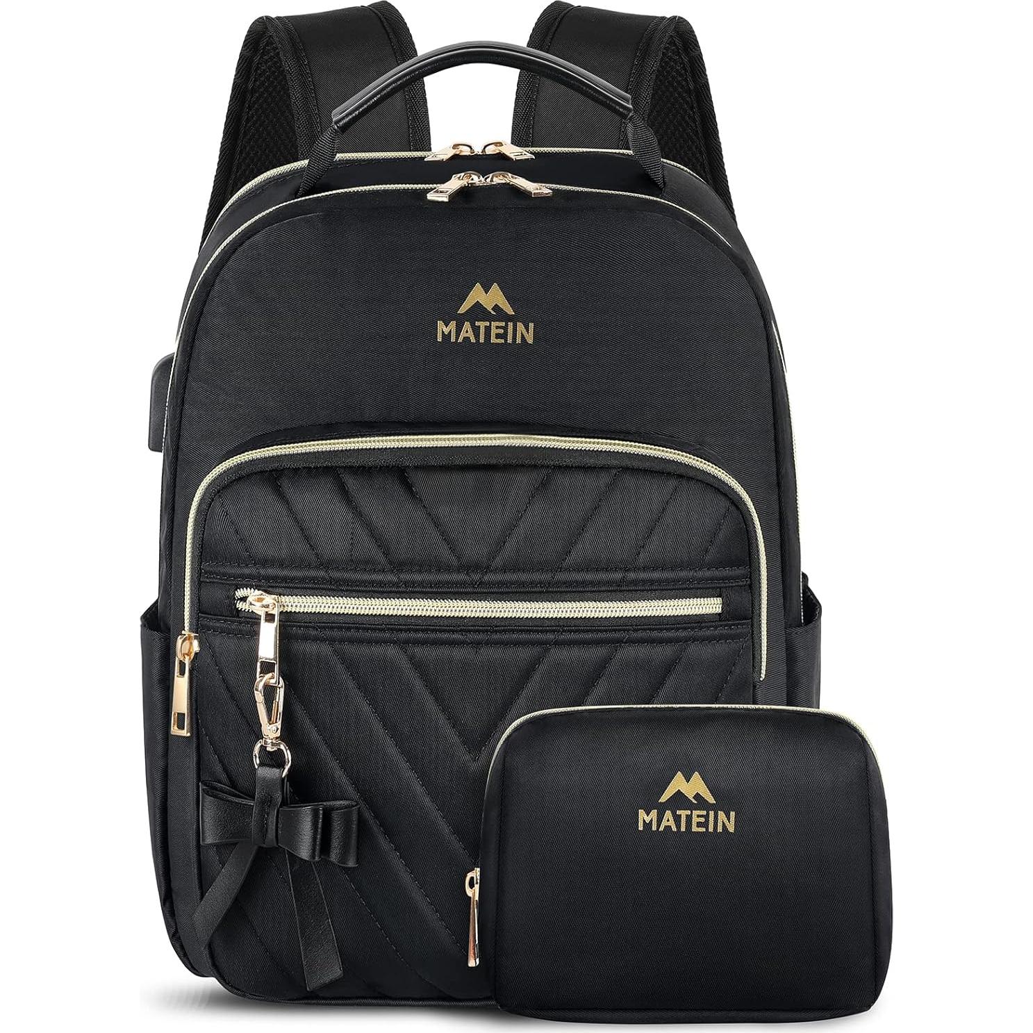 Mochila Impermeable MATEIN para Mujeres con Carga USB - Negra