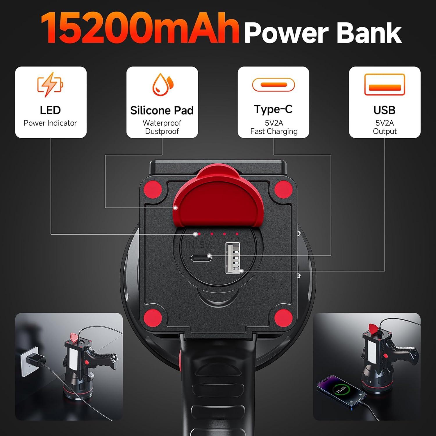 Linterna Recargable ANLOOK Q984 LED 15200mAh Impermeable