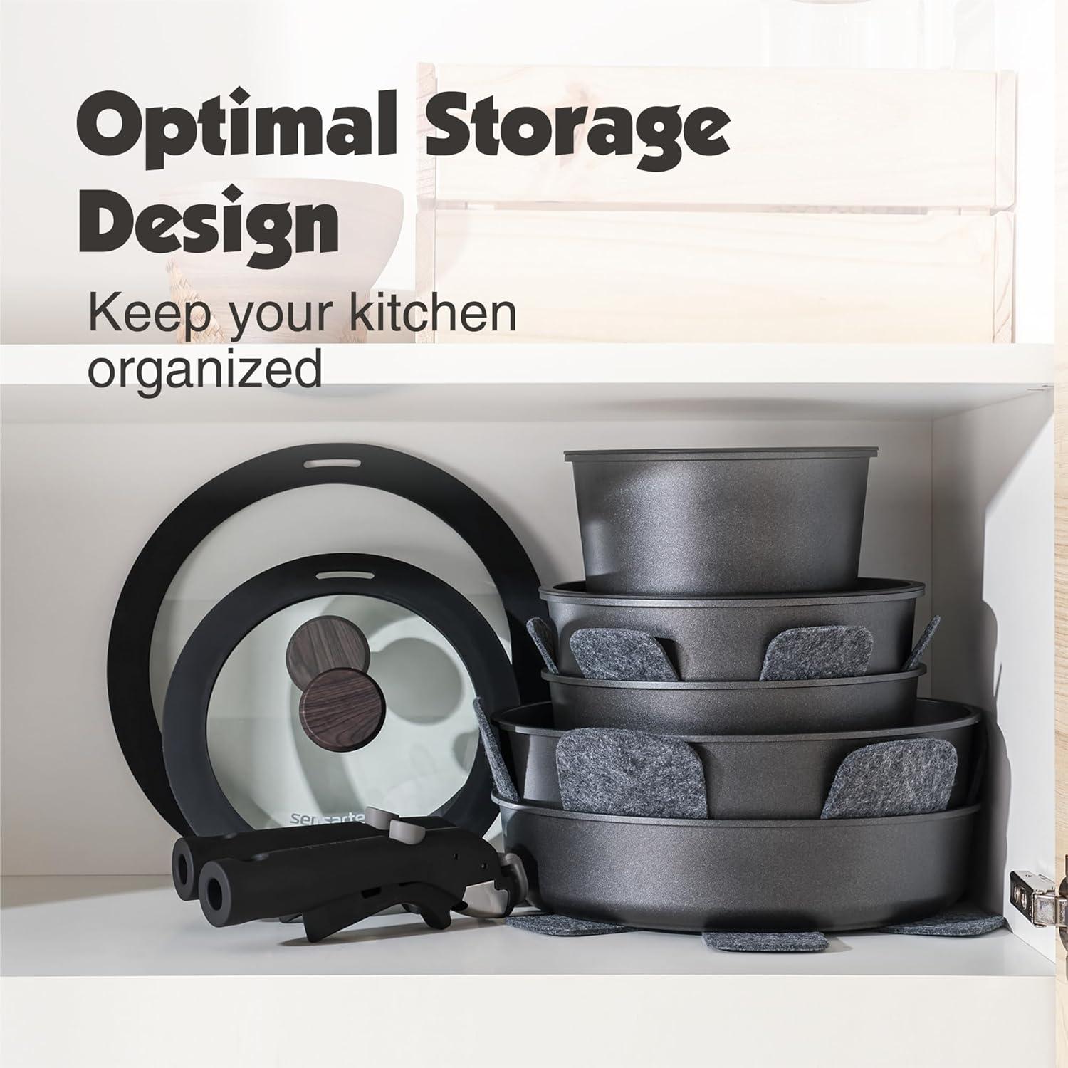 Juego de Ollas y Sartenes SENSARTE 17 Piezas Antiadherentes