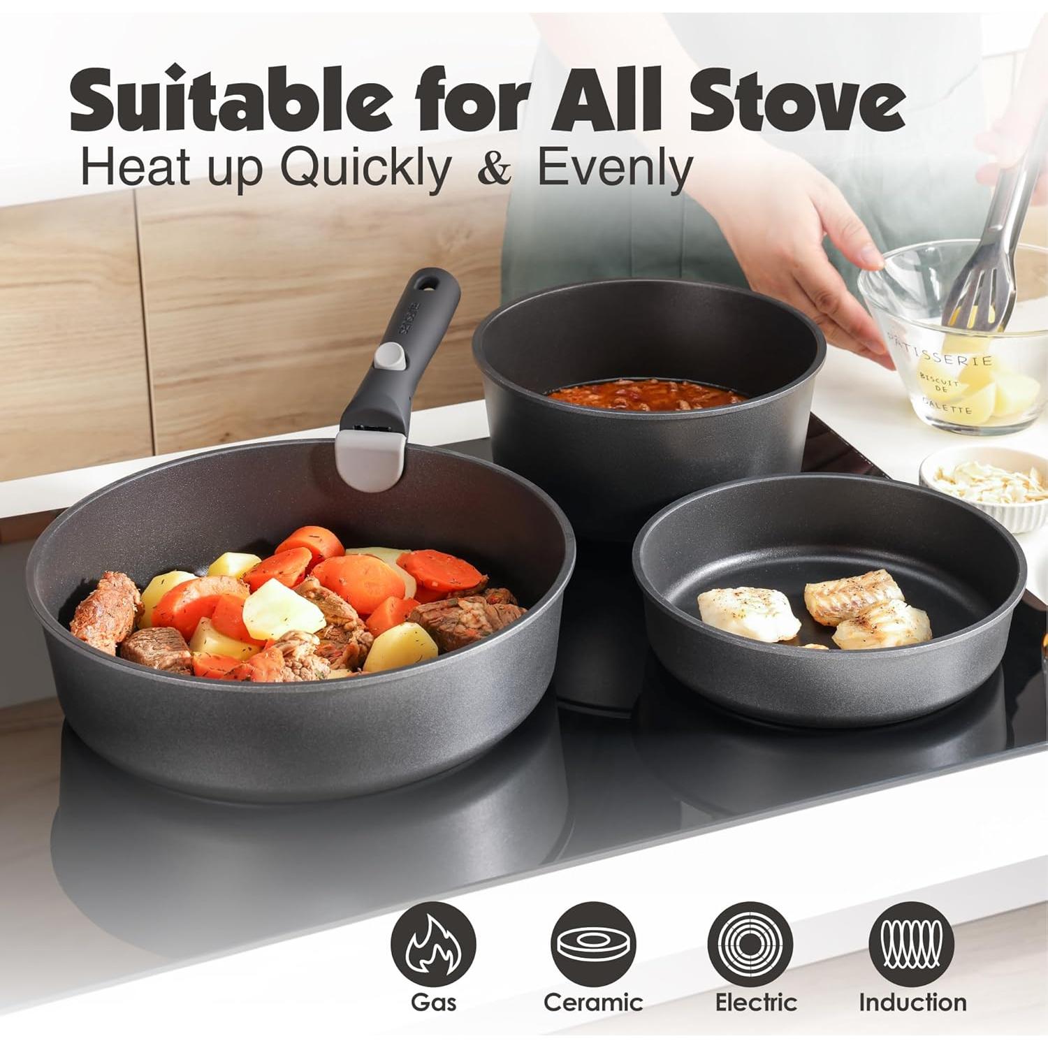 Juego de Ollas y Sartenes SENSARTE 17 Piezas Antiadherentes