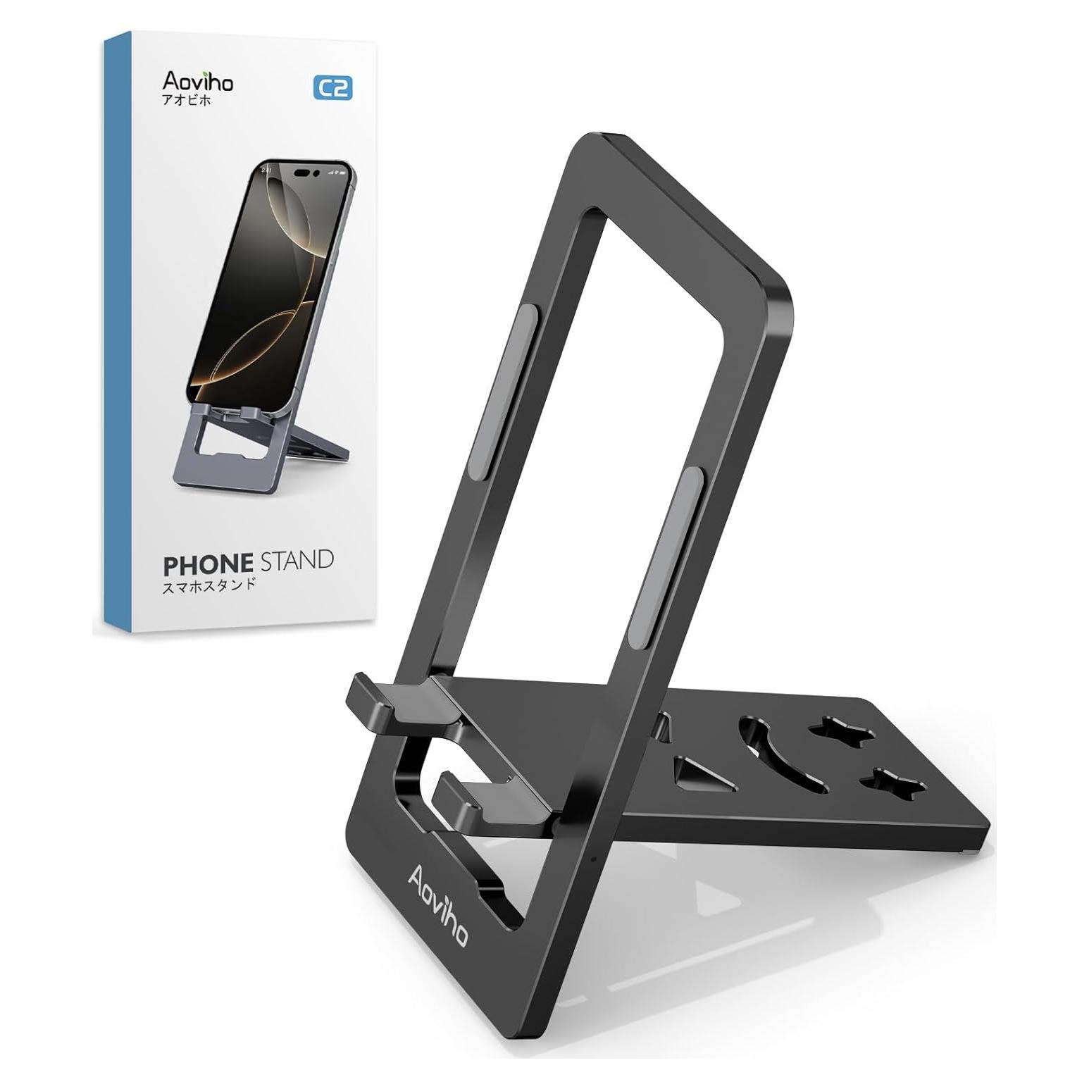 Soporte de Teléfono Ajustable Aoviho para Escritorio Negro