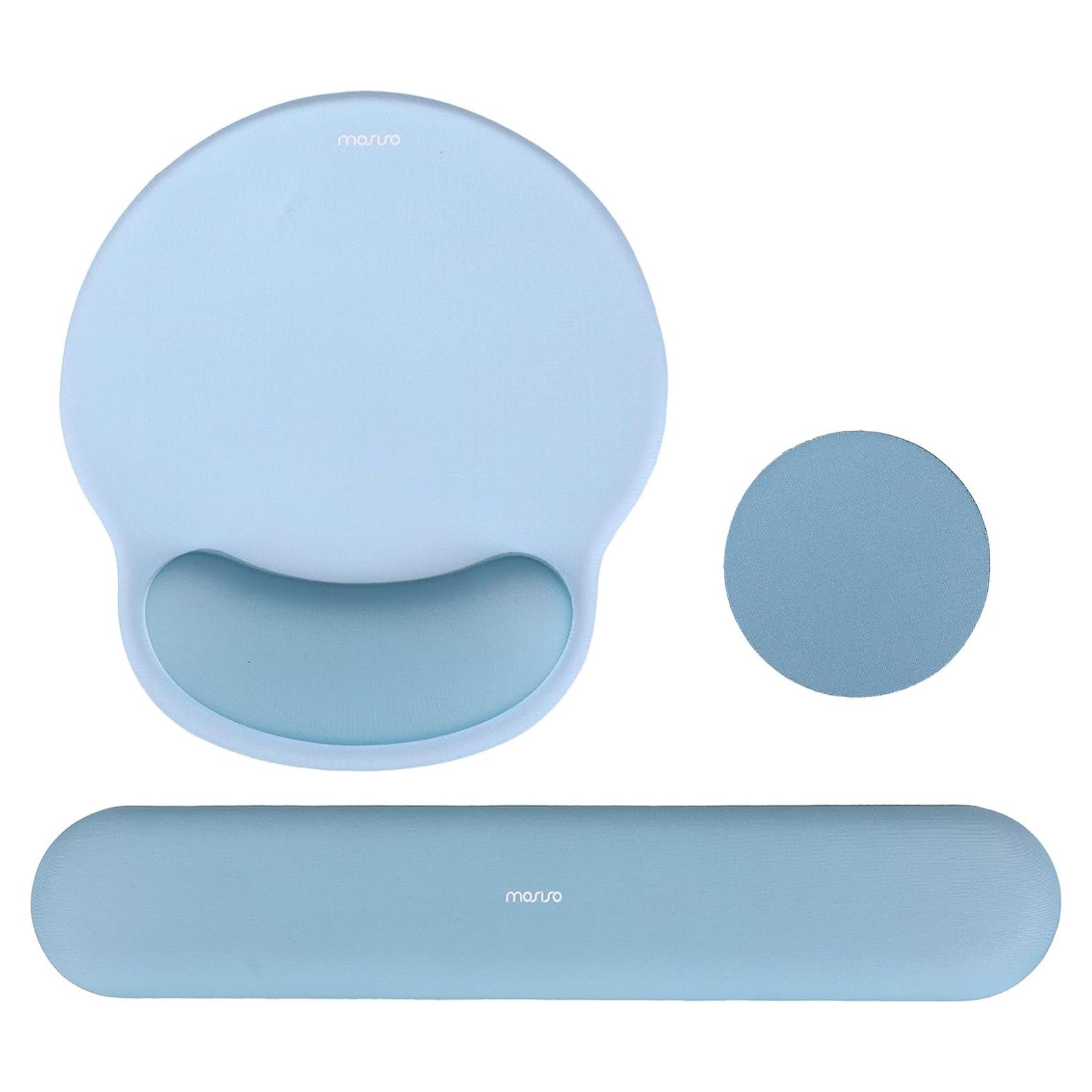 Soporte Reposamuñecas MOSISO Ergonomico Teclado y Ratón Azul