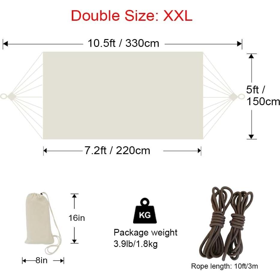 Hamaca Doble GOCAN 330x150cm Carga 226kg Beige