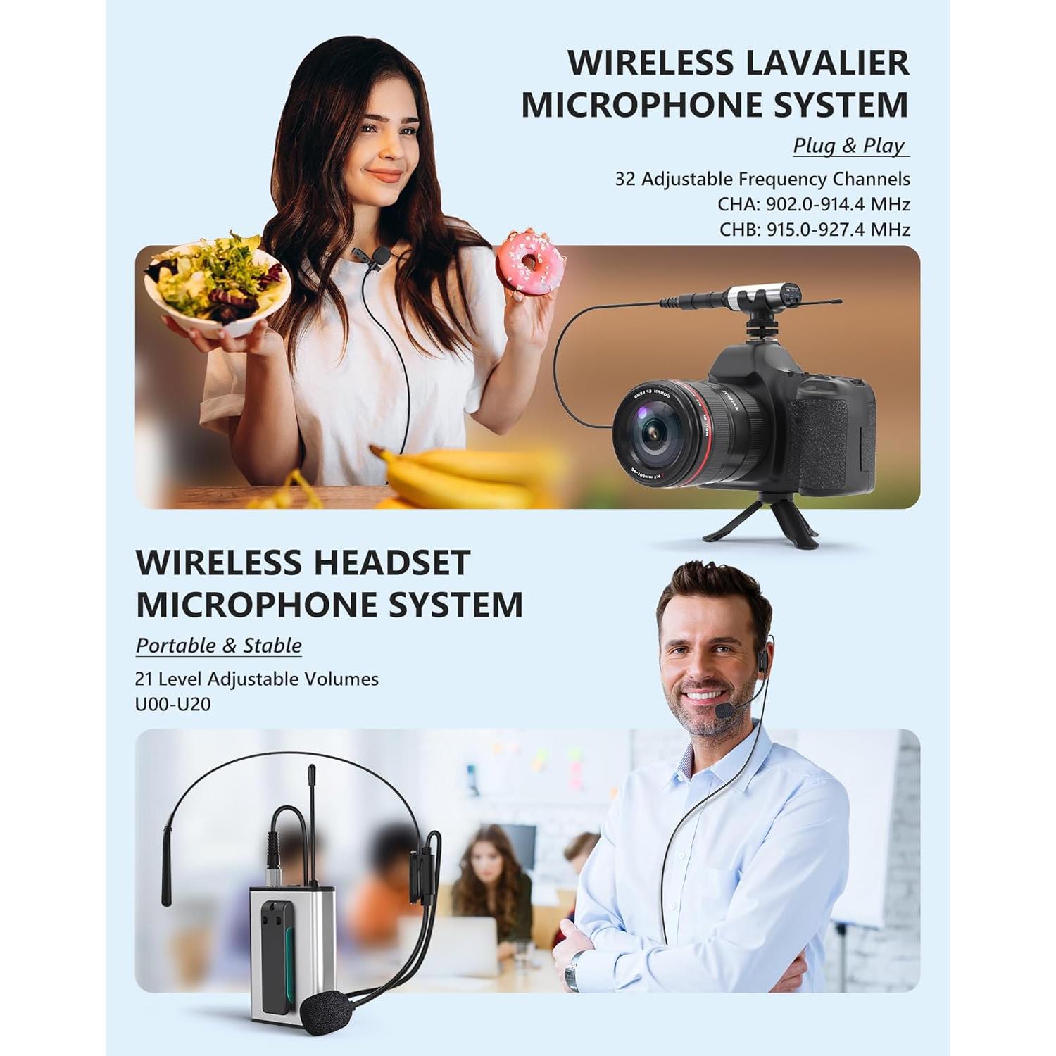 Sistema de Micrófono Inalámbrico YIHAIONLY YM-2 con Lavalier