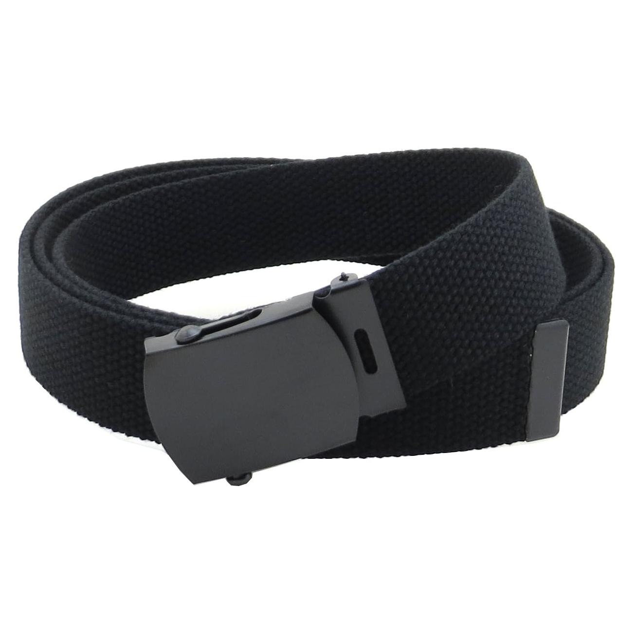 Cinturón Militar de Lona Negra Ajustable 142 cm