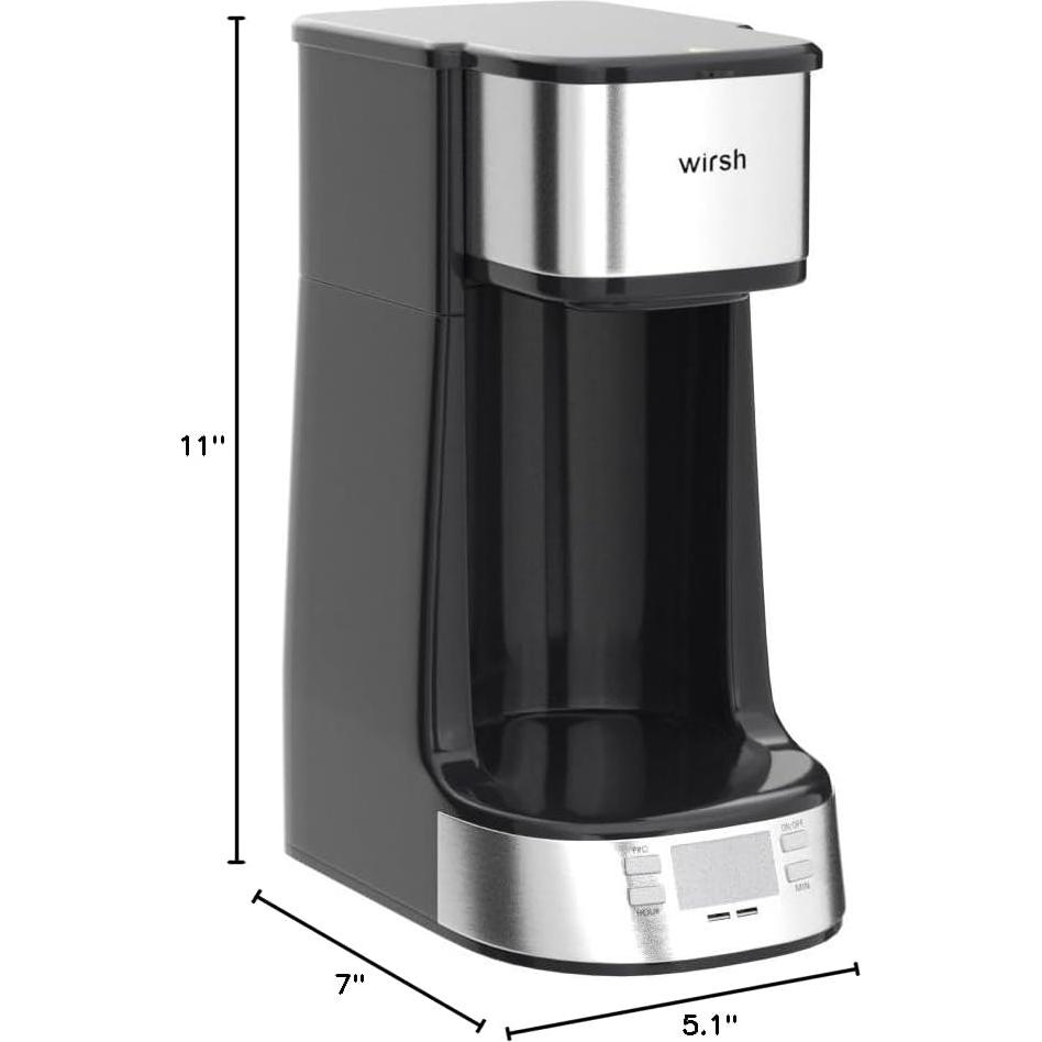 Cafetera Wirsh SOLO PRO 1 Taza con Temporizador y Filtro