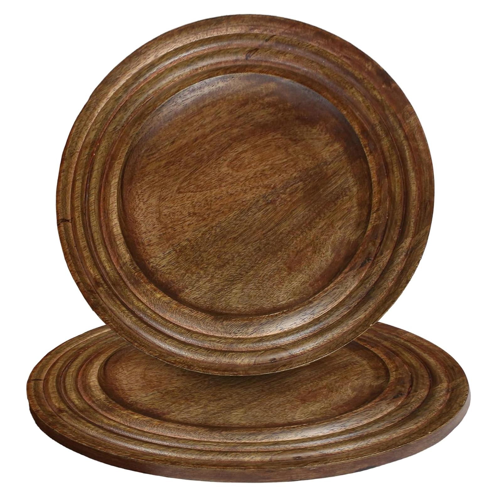 Platos Cargadores de Madera de Mango CLEENTABLE 33 cm Juego de 2