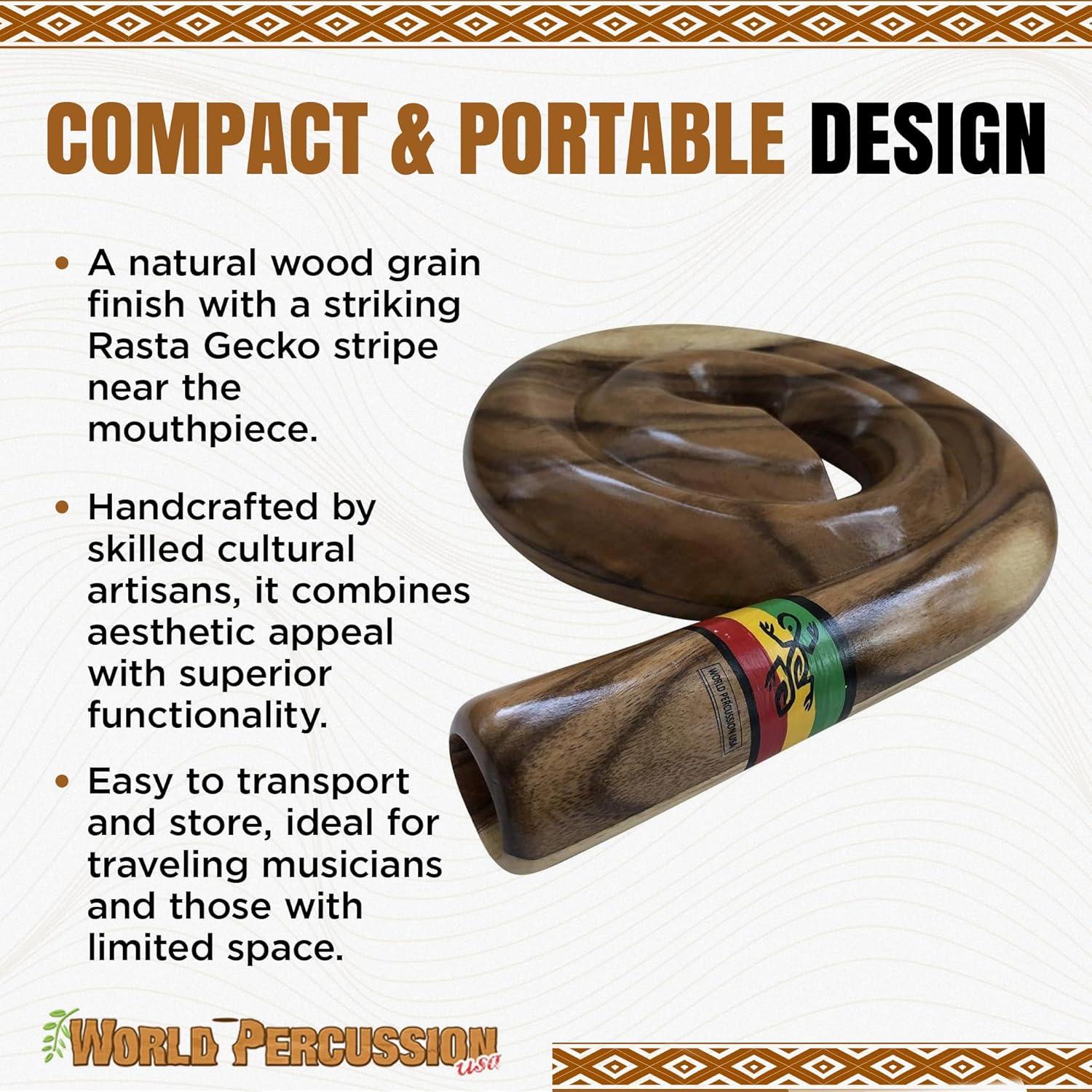 Didgeridoo Espiral de Madera Natural - Compacto y Ligero