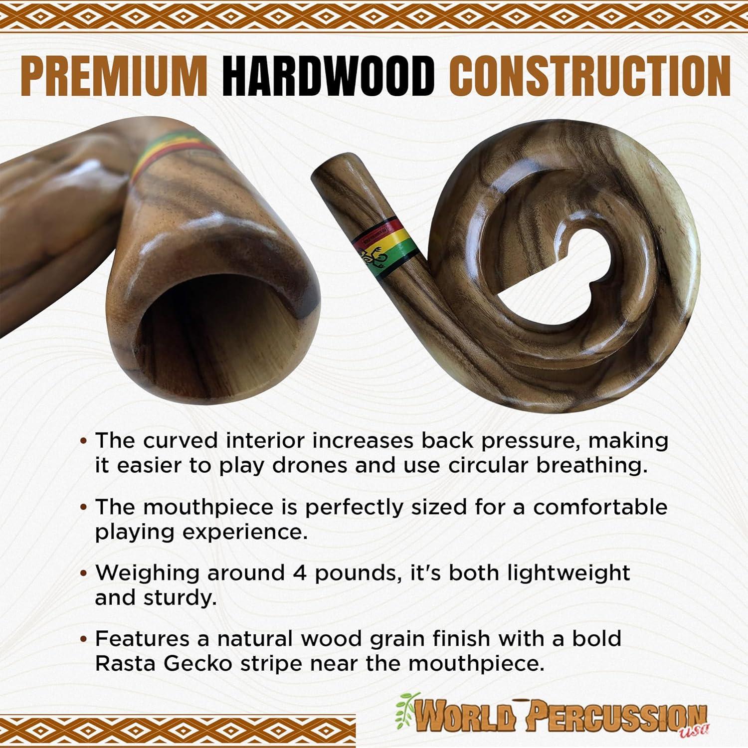 Didgeridoo Espiral de Madera Natural - Compacto y Ligero