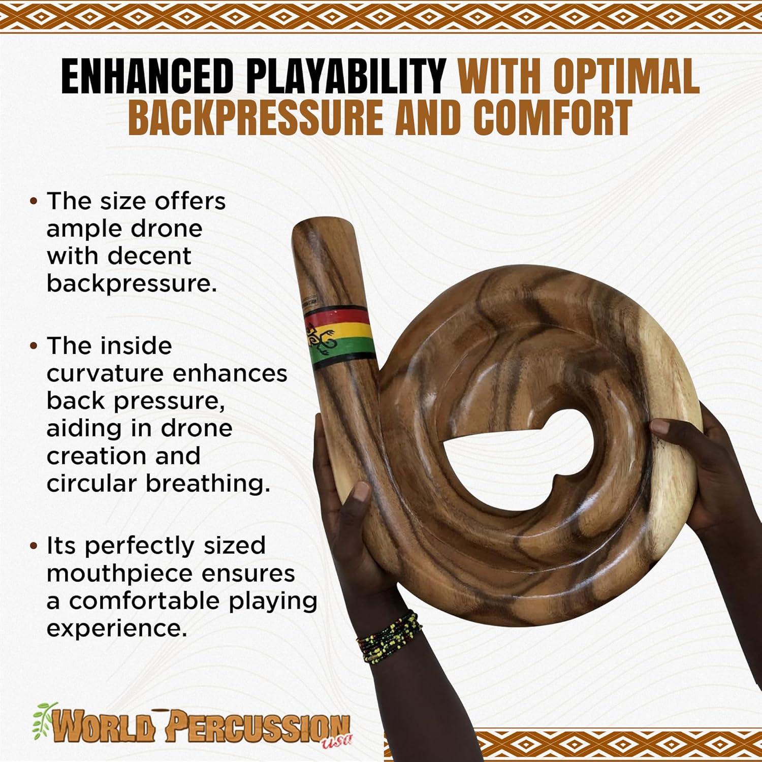 Didgeridoo Espiral de Madera Natural - Compacto y Ligero