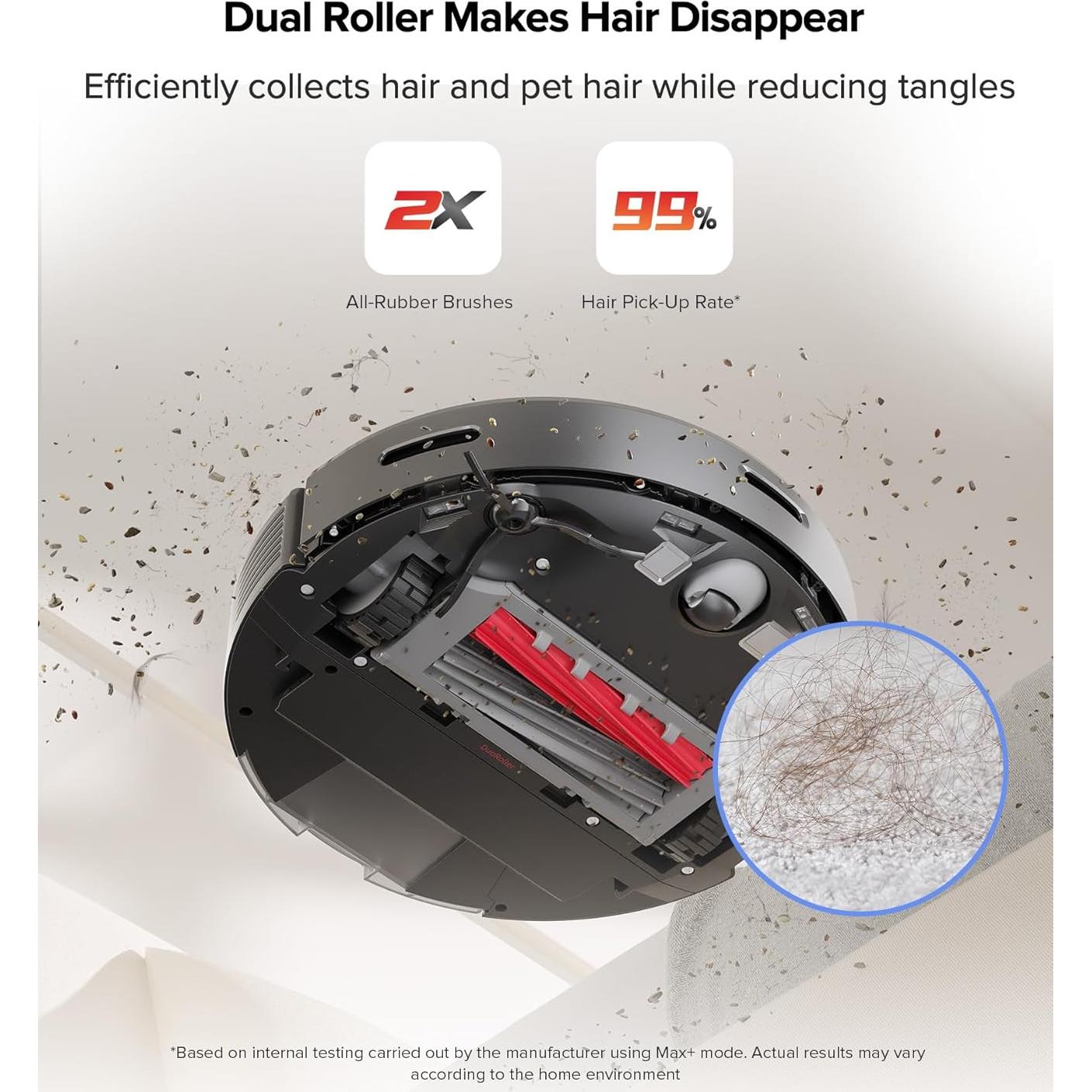 roborock Q5 Max+ Robot Vacuum with Self-Empty Dock, Upgraded from Q5+, 5500 Pa Suction, DuoRoller Brush, Hands-Free Cleaning for up to 7 Weeks, PreciSense LiDAR Navigation, App & Voice Control