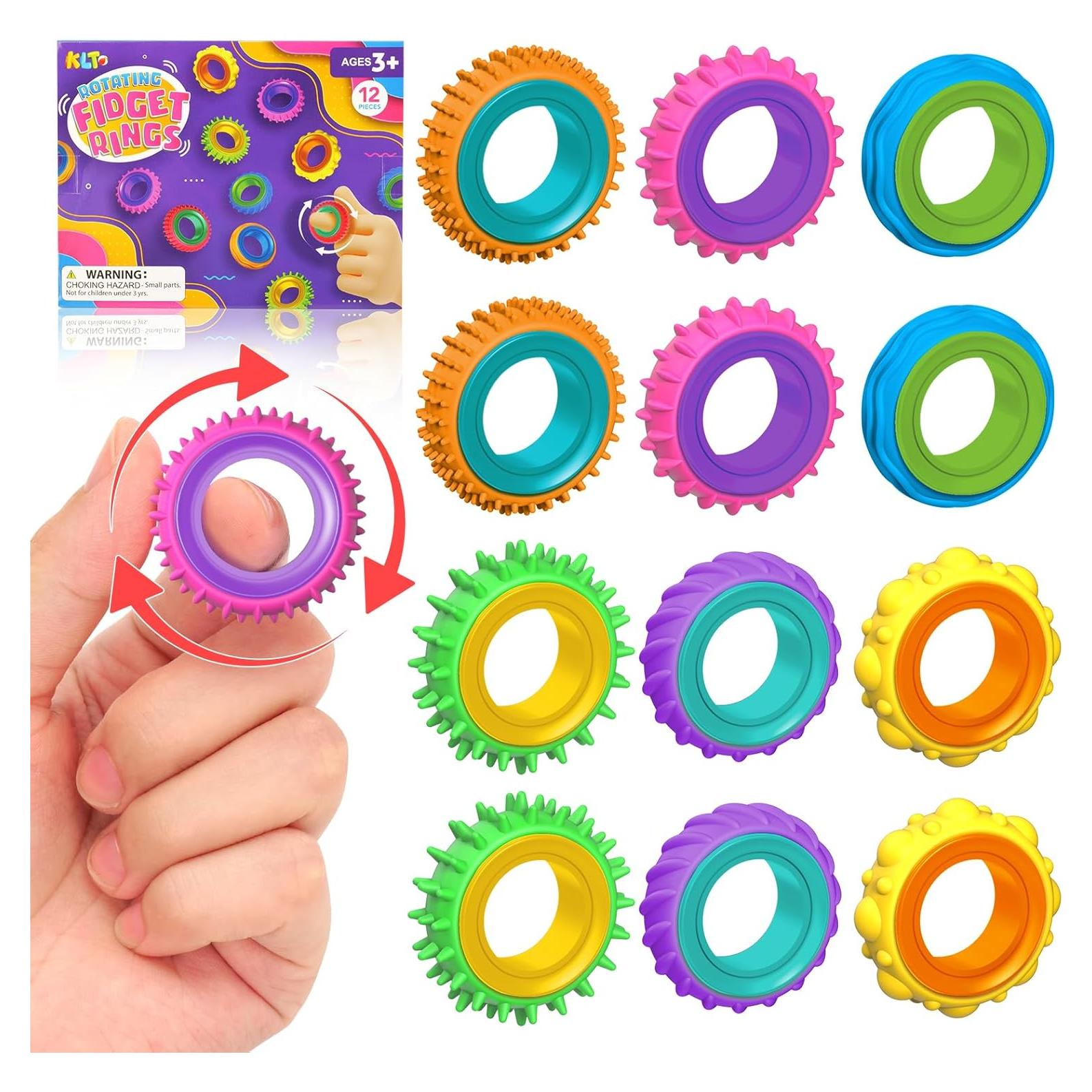 Anillos Antiestrés Texturizados KLT - Paquete de 12 Piezas