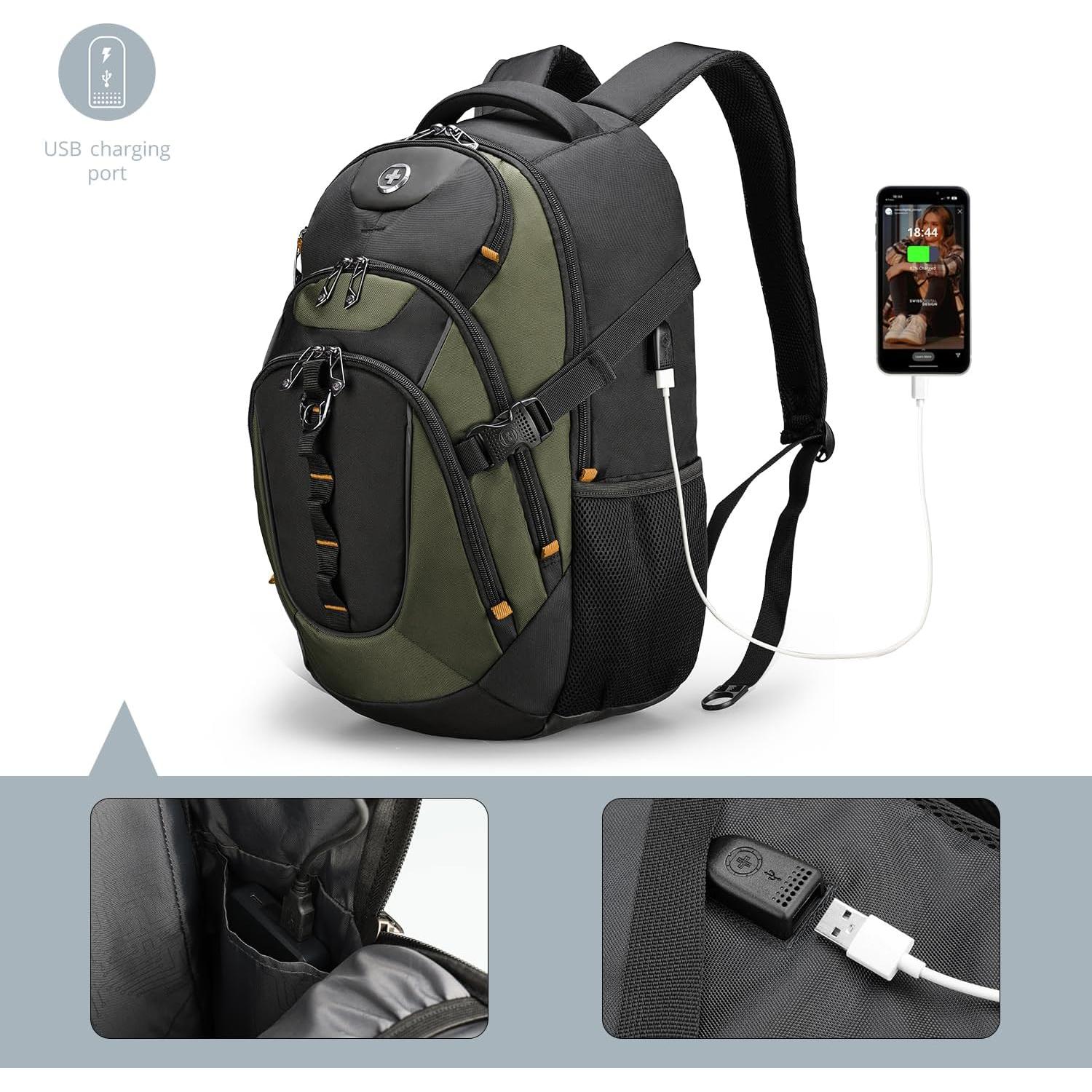 Mochila de Negocios Swissdigital SD803 con Carga USB 39.62 cm