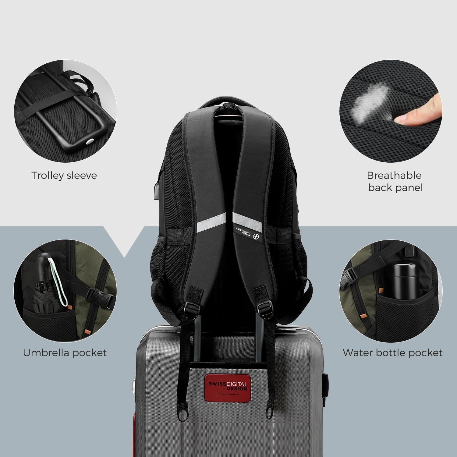 Mochila de Negocios Swissdigital SD803 con Carga USB 39.62 cm