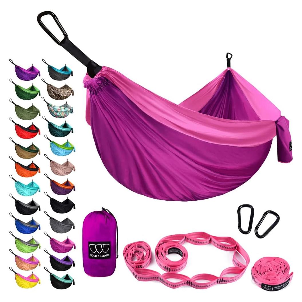 Hamaca Doble XL Gold Armour 3.81m x 2.01m Fucsia/Rosa