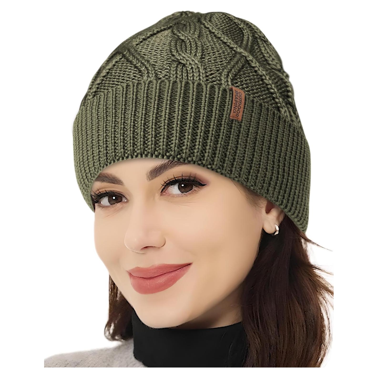 Gorro de lana Merino unisex OUTDOOR SHAPING verde ejército
