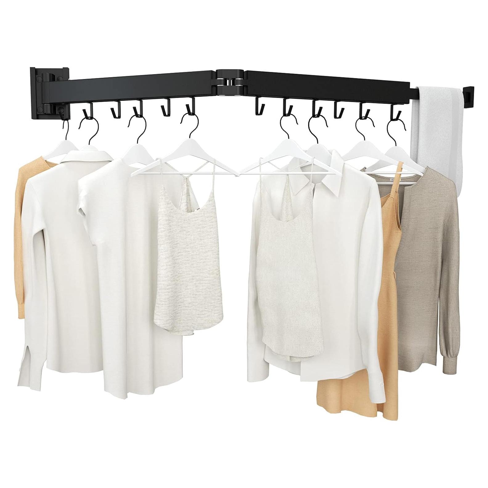 Soporte de Ropa Plegable Montado en Pared Kelisiting - Negro