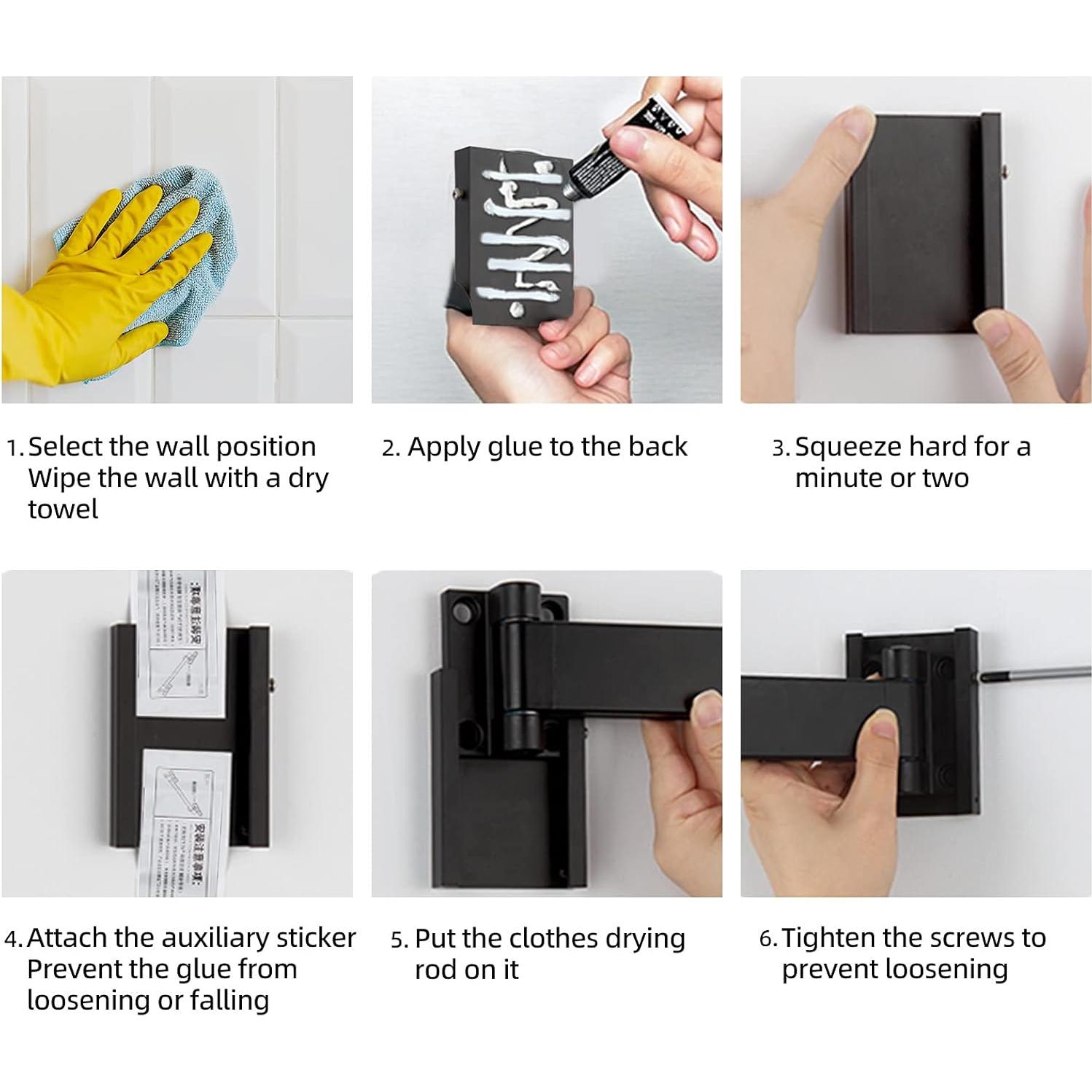 Soporte de Ropa Plegable Montado en Pared Kelisiting - Negro