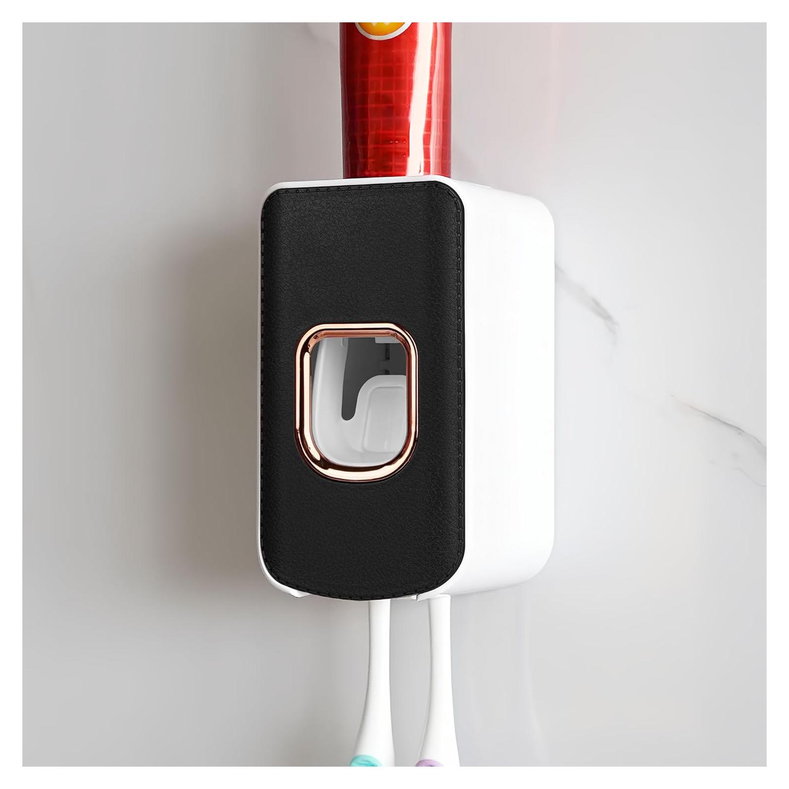 Soporte de Cepillo de Dientes LUEXBOX con Dispensador Negro 2 en 1