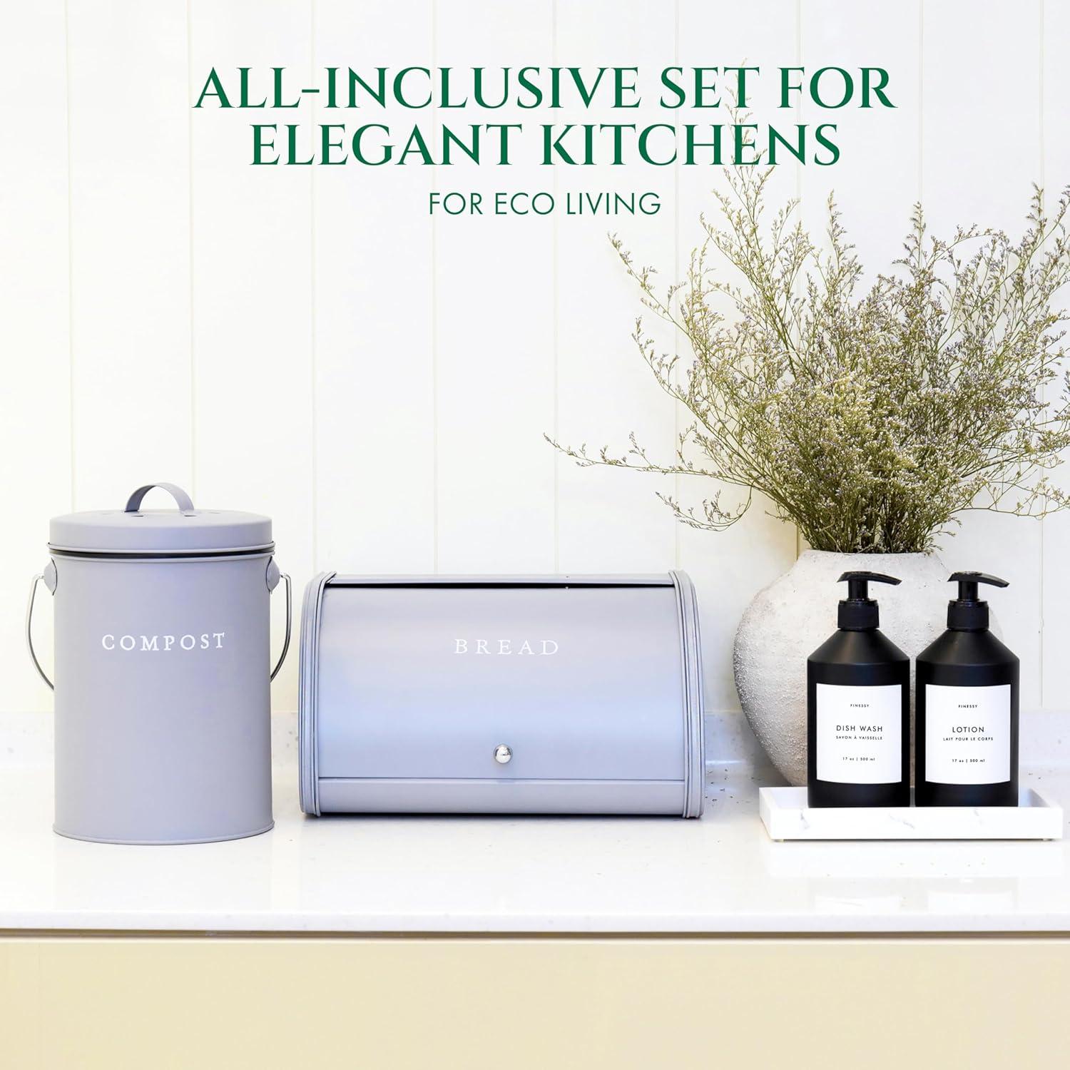 Cubo de Compostaje Interior FINESSY 5L Acero Inoxidable Gris