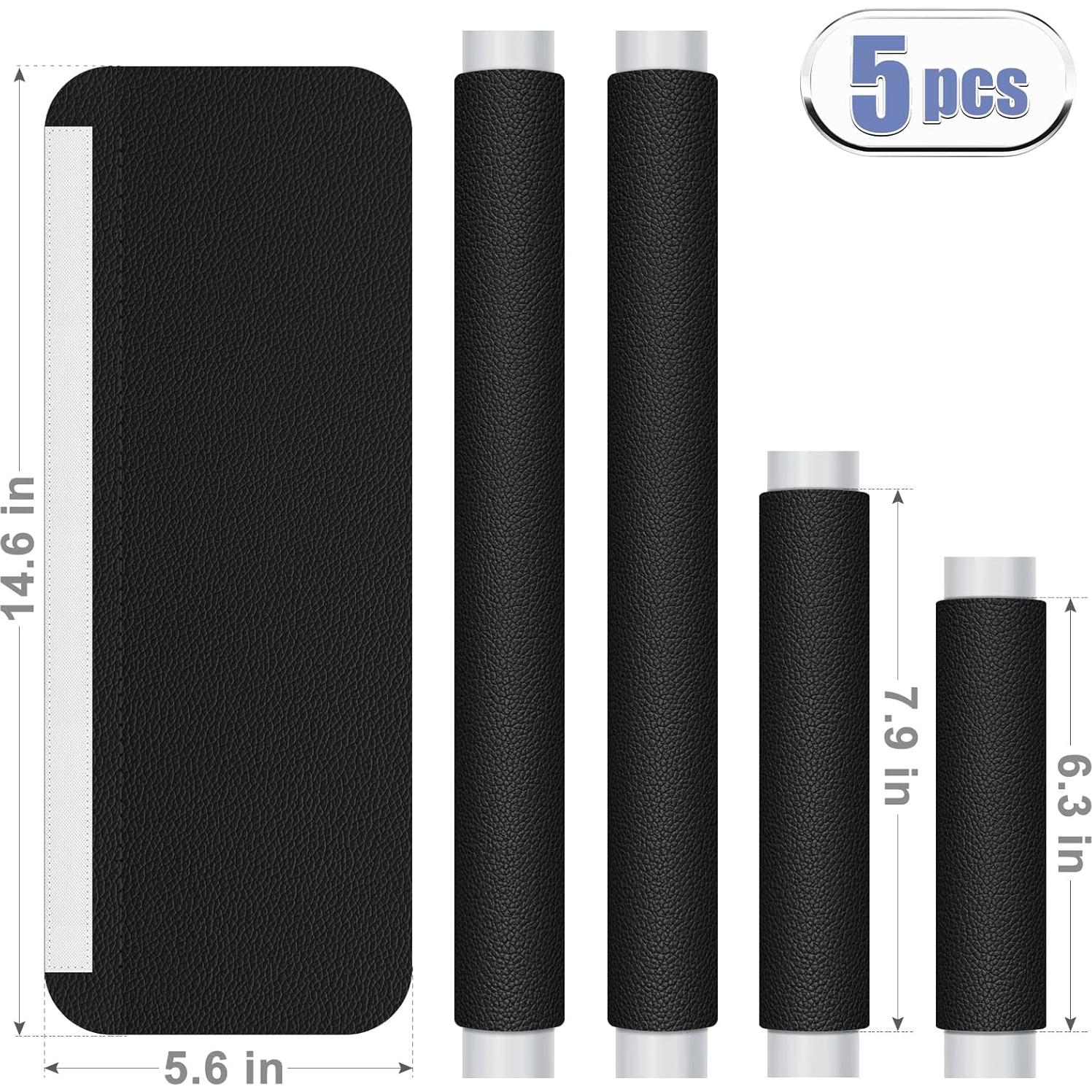 Cubiertas de Manijas de Refrigerador Metonsto 5 Piezas Cuero Negro