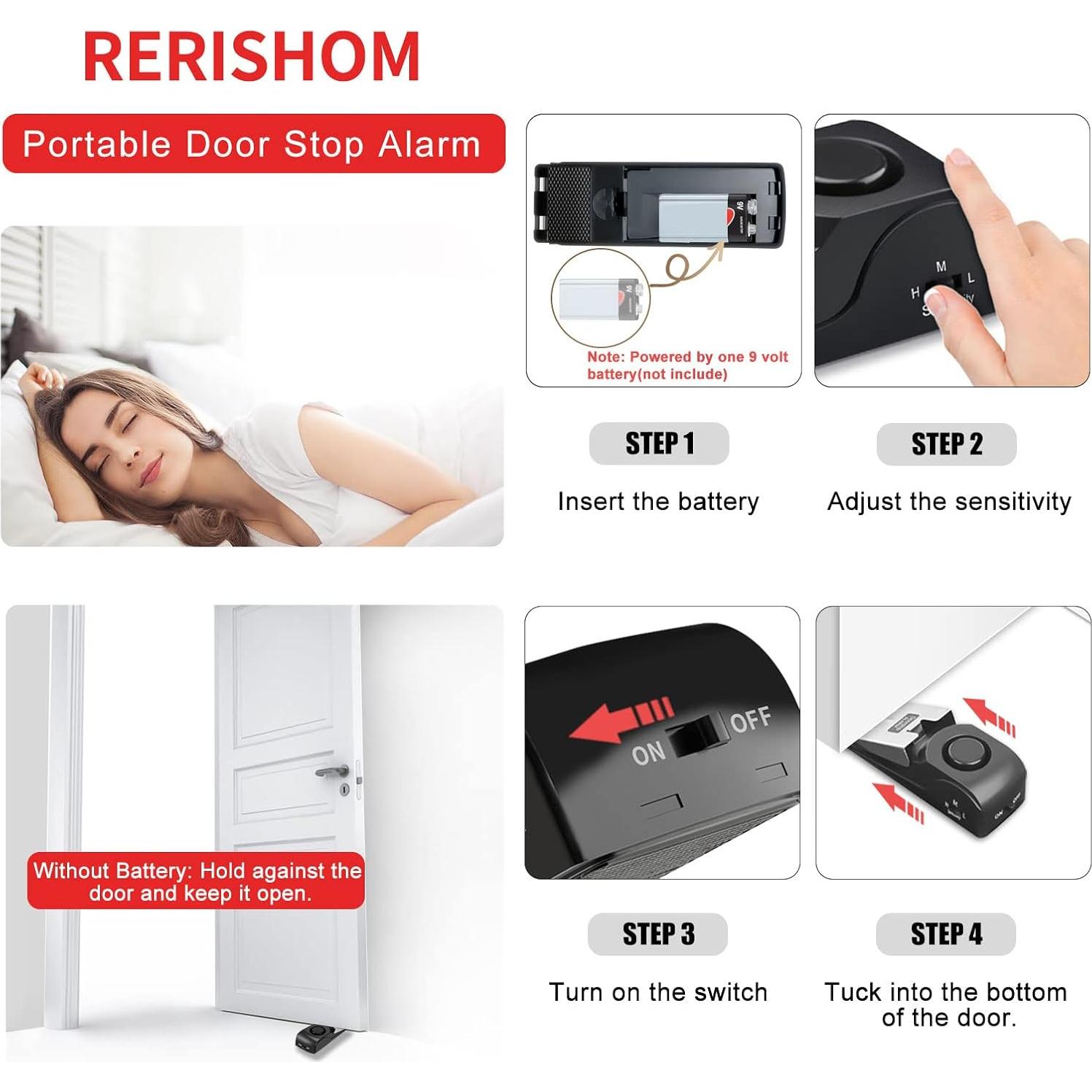 Portable Door Lock Extra Lock for Additional Privacy and Safety in Home,Hotel and Apartment,Prevent Unauthorized Entry,Protect Family Security in Traveling,Home,Bedroom,Hotel,Apartment,AirBNB-4 Pack