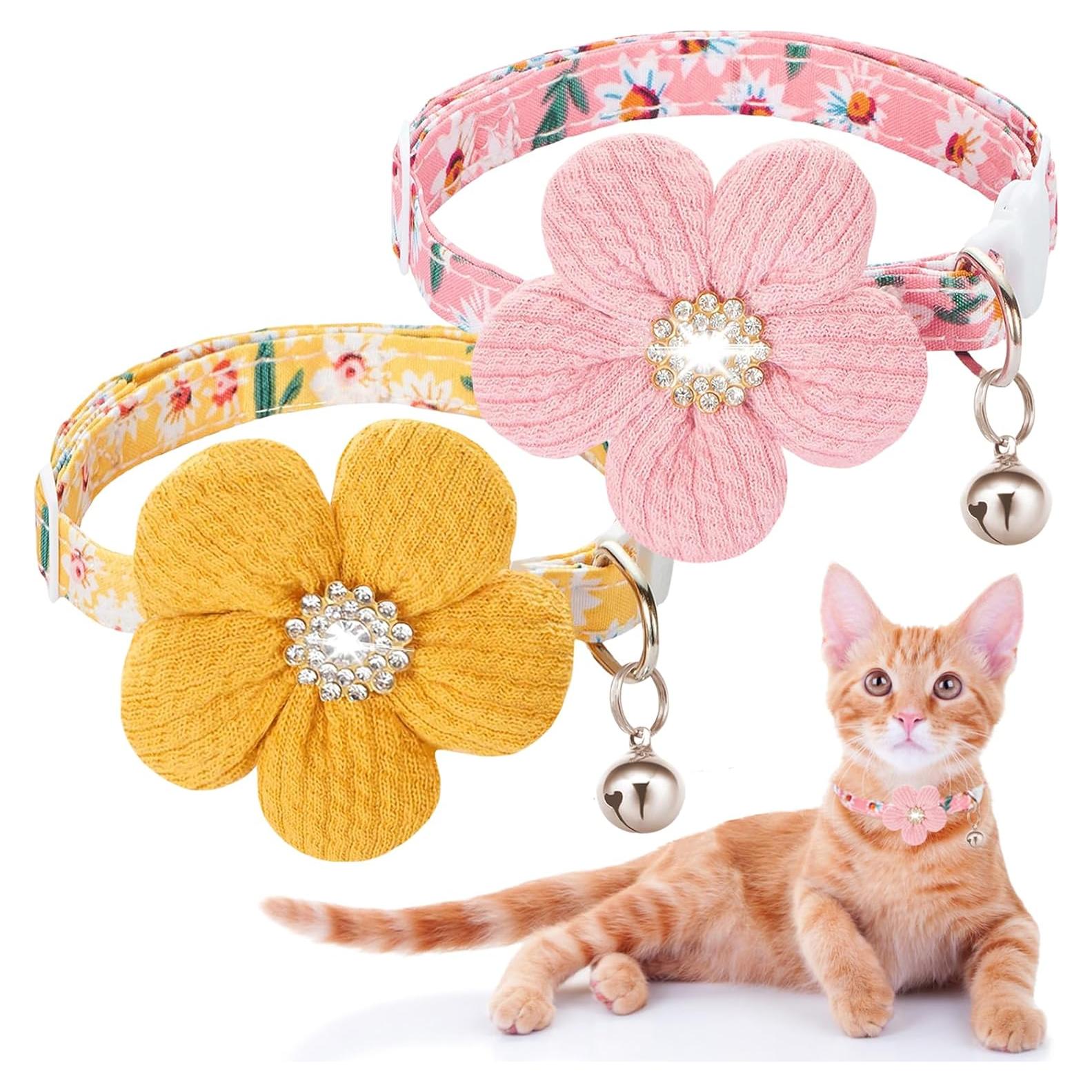 Collar Floral para Gato y Perro HYQHYX - Ajustable, 2 Colores