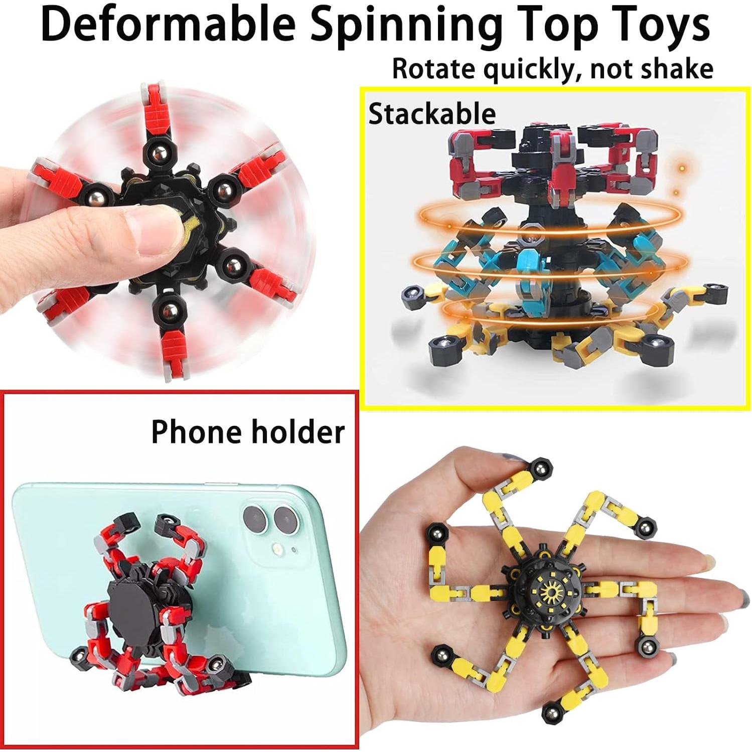 Paquete de 4 Juguetes Fidget Spinner Transformables Antiestrés