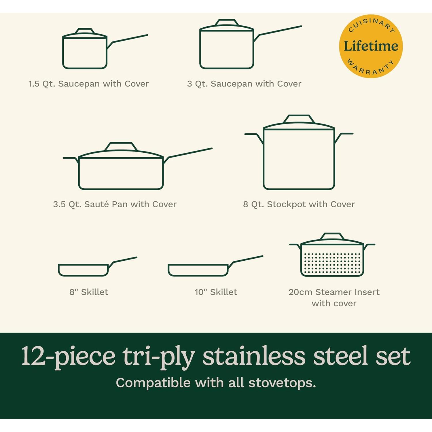 Juego de Utensilios de Cocina Cuisinart 12 Piezas Acero Inoxidable