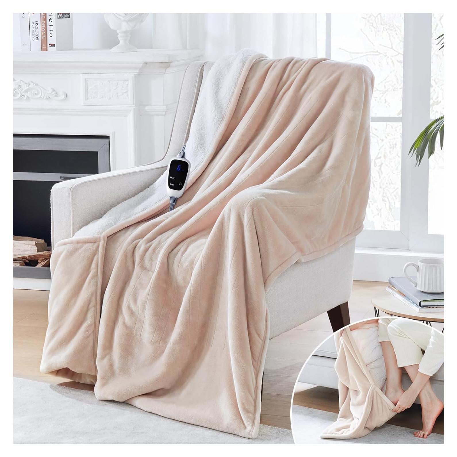 Manta Eléctrica Sealy con Bolsillo para Pies 127x157 cm Beige