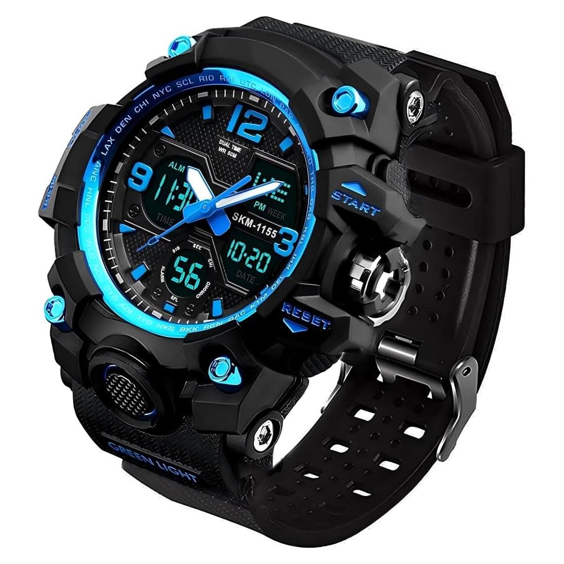 Reloj Deportivo Analógico LYMFHCH Doble Esfera Azul