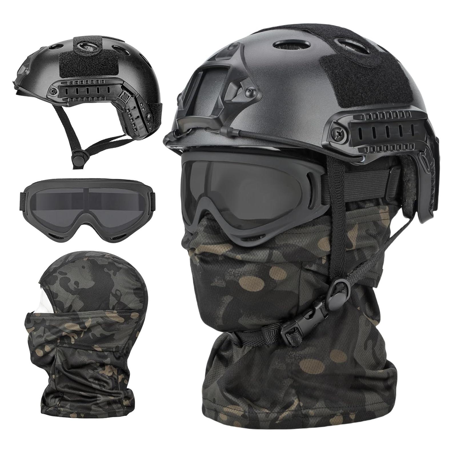 Casco Táctico VPZenar con Máscara y Gafas de Airsoft