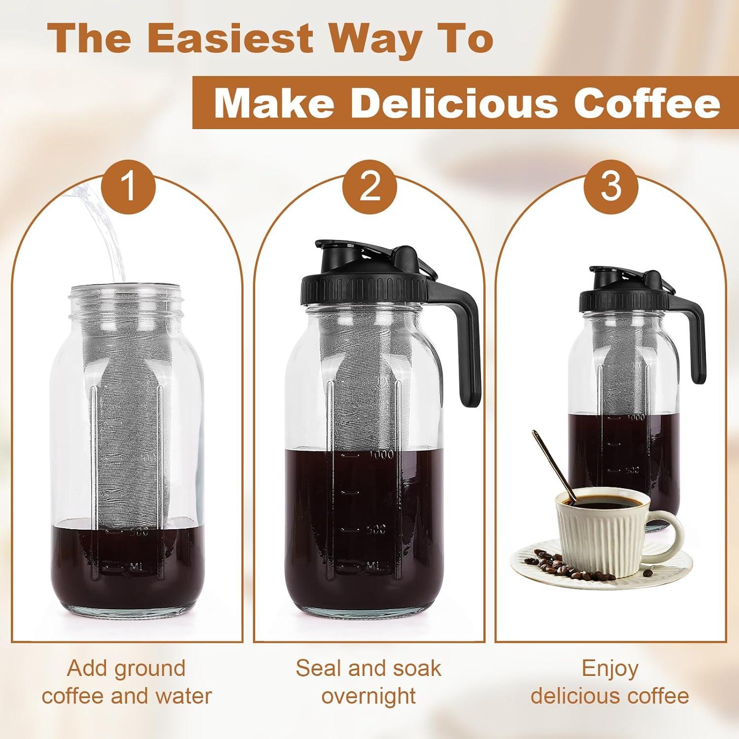 Cafetera Cold Brew QHH 1.89 L con Filtro Acero Inoxidable