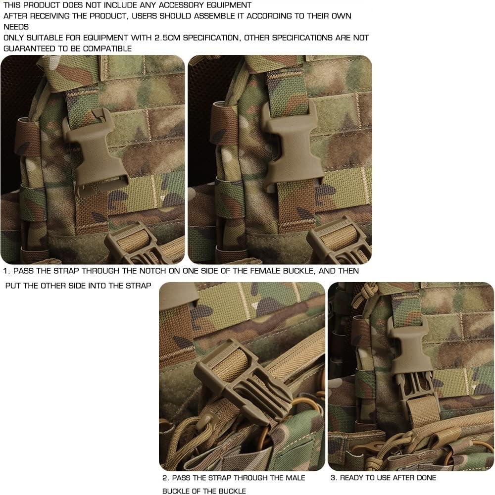 2 Piezas Hebillas Rápidas Tácticas POM 2.5cm Unisex